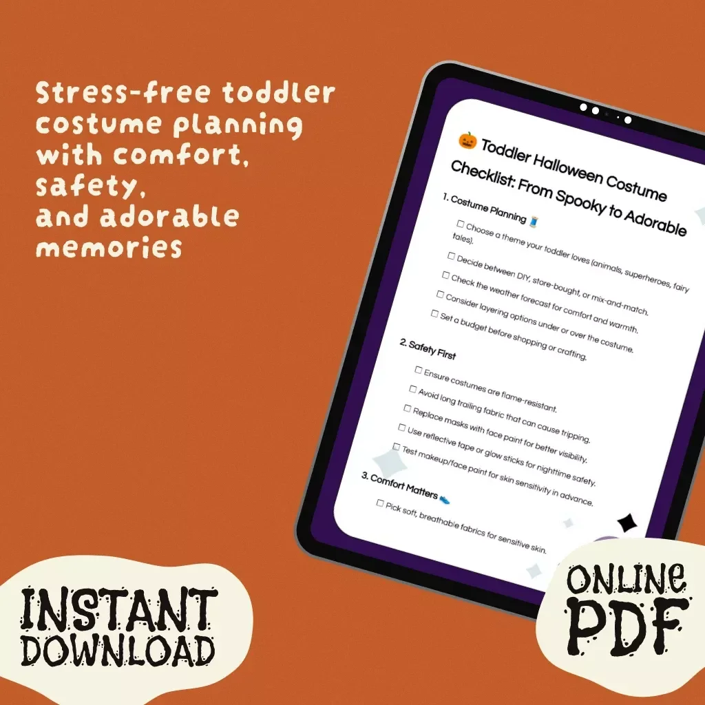 Toddler Halloween Costume Checklist: From Spooky to Adorable | Printable Digital Download | Toddler Halloween Costume Guide, eBook & Planner