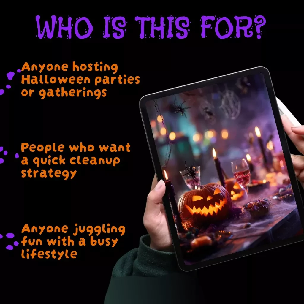 Quick & Spooky: 15-Minute Post-Party Clean Routine | Printable Halloween Cleaning Checklist | Digital Download eBook Guide