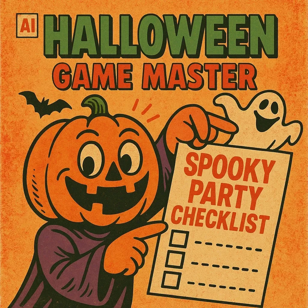 AI Halloween Game Master: Spooky Party Checklist | Digital Download Riddles, Clues & Scary Scripts for Haunted Party Games