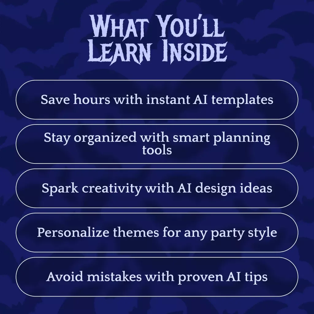AI & Frights: Your Ultimate Printable Halloween Party Planner | Digital Download Guide with AI Tool Tips to Create Printable Halloween Party Planner, eBook, Checklists & Templates