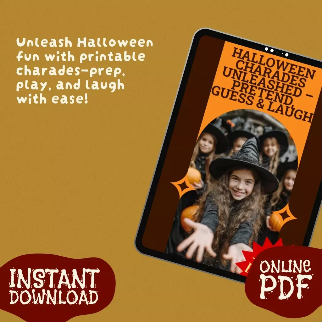 Halloween Charades Unleashed – Pretend, Guess & Laugh | Printable Halloween Charades Card Game | Digital Download Guide
