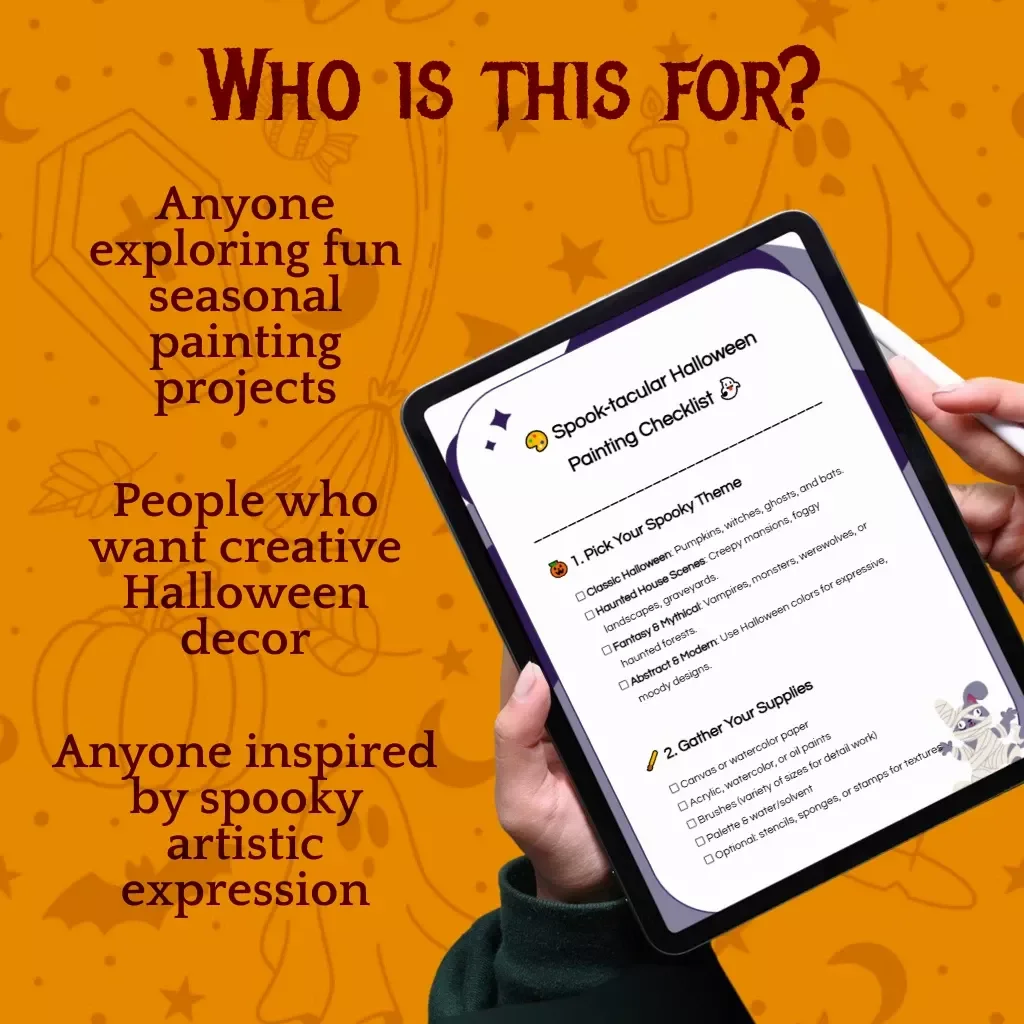 Spook-tacular Halloween Painting Checklist | Digital Download for Creative Halloween Painting Ideas, DIY Haunted Art & Spooky Painting Inspiration