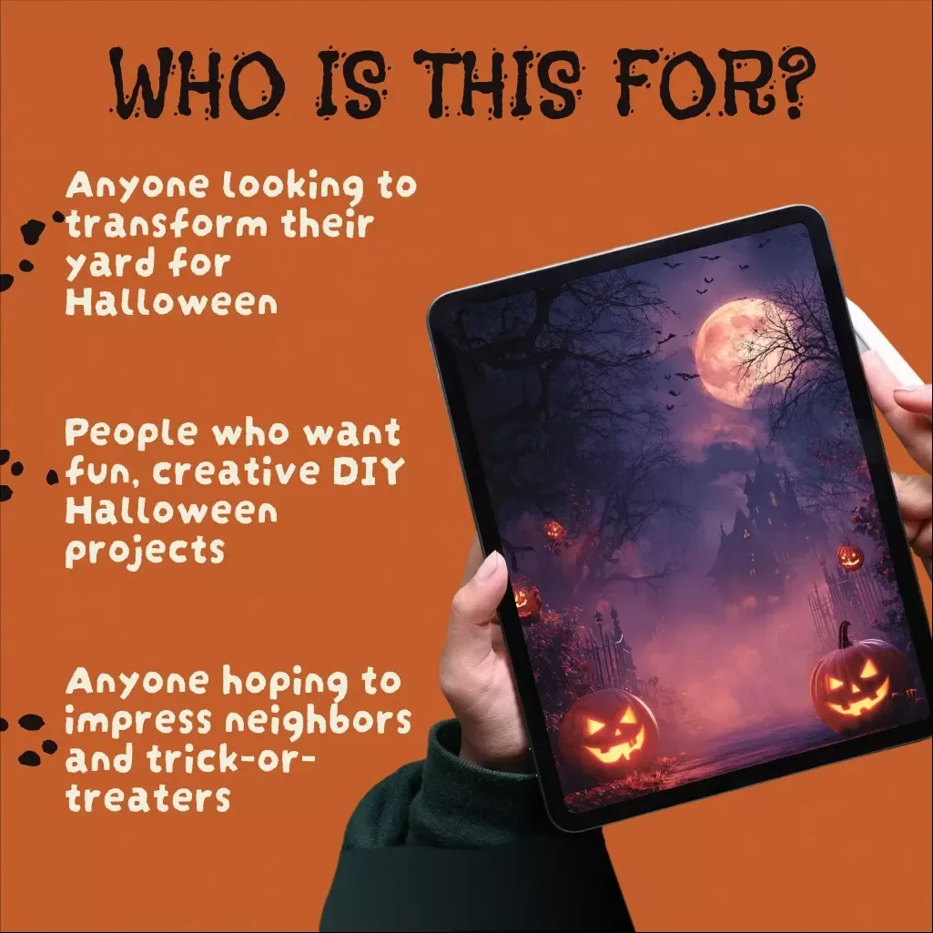 DIY Spooky Outdoor Halloween Decorations eBook | Haunted Yard Guide, Creepy DIY Props, Spooky Lighting Ideas, AI Halloween Decor Tips