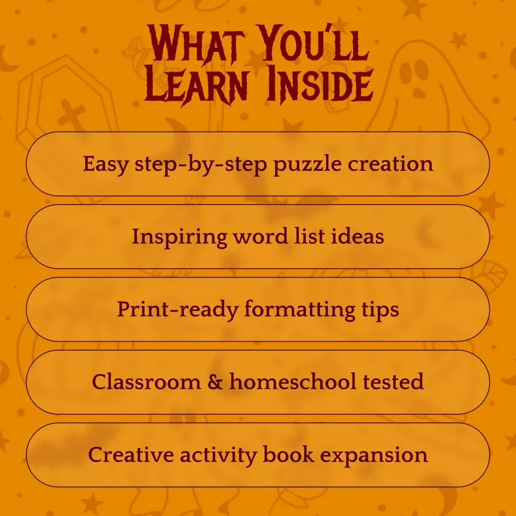 Spooky Word Hunt Fun for Halloween | DIY Halloween Word Search Printable Guide, eBook & Activity Checklist