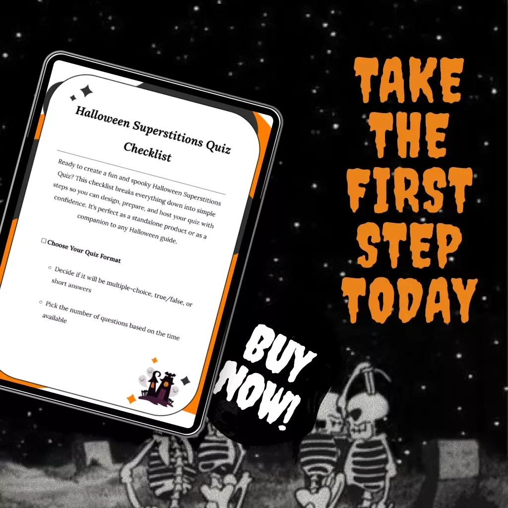 Halloween Superstitions Quiz Checklist | Printable Halloween Party Game | Fun Spooky Digital Download