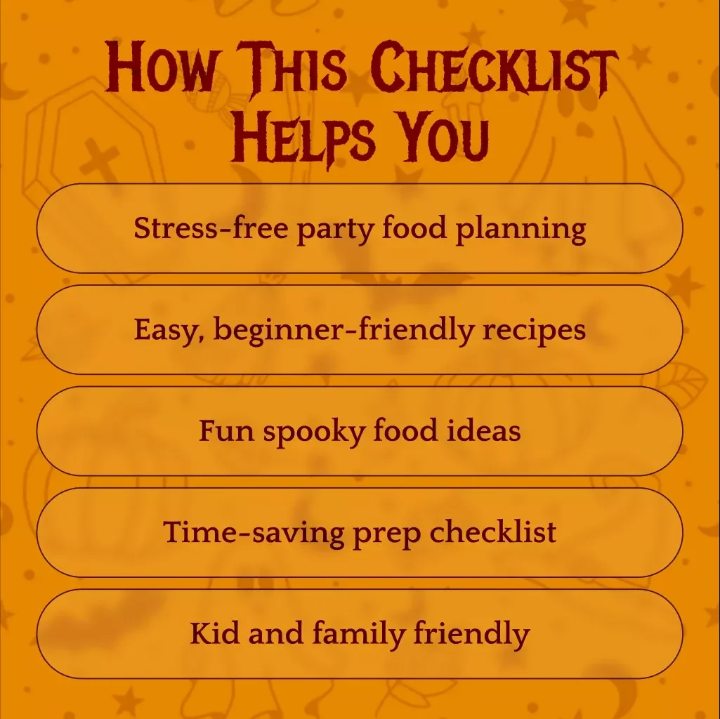 Spooky & Scrumptious Halloween Party Food Checklist | Halloween Food Ideas | Digital Download Party Guide