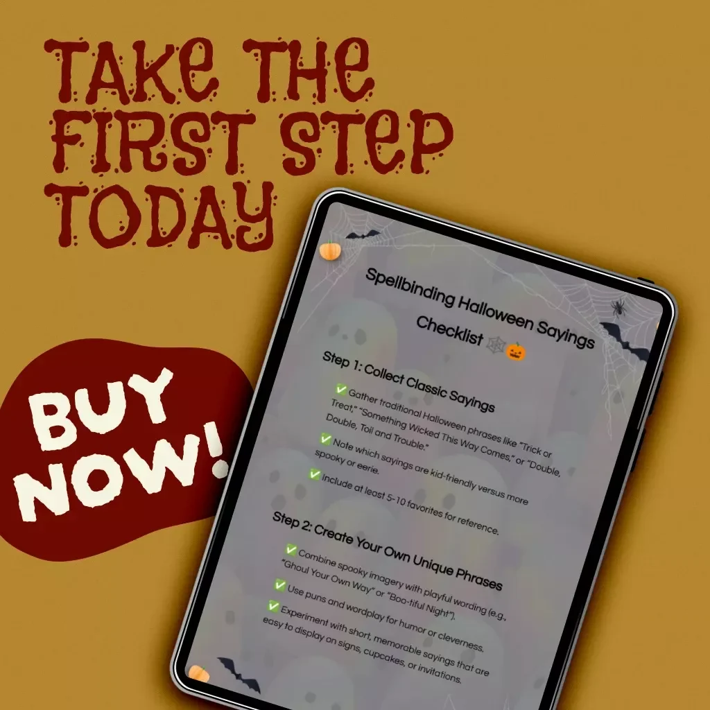 Spellbinding Halloween Sayings Checklist | Digital Download | Spooky Halloween Sayings Guide for Parties, Signs, and Decorations