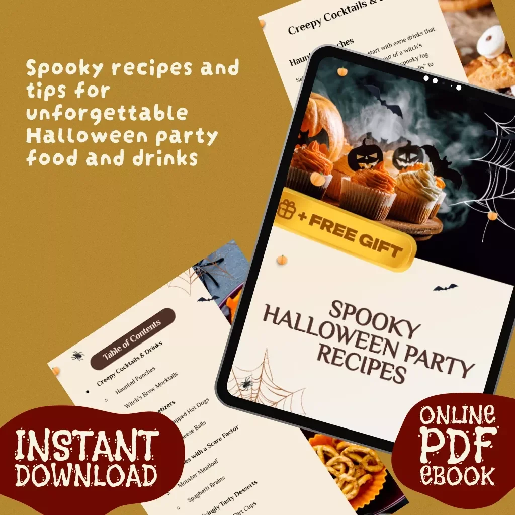 Spooky Halloween Party Recipes | eBook for Creepy Cocktails, Haunted Punches, Witch’s Brew Mocktails, Spooky Appetizers, Monster Mains & Terrifying Desserts | Digital Download for Halloween Party Food Ideas