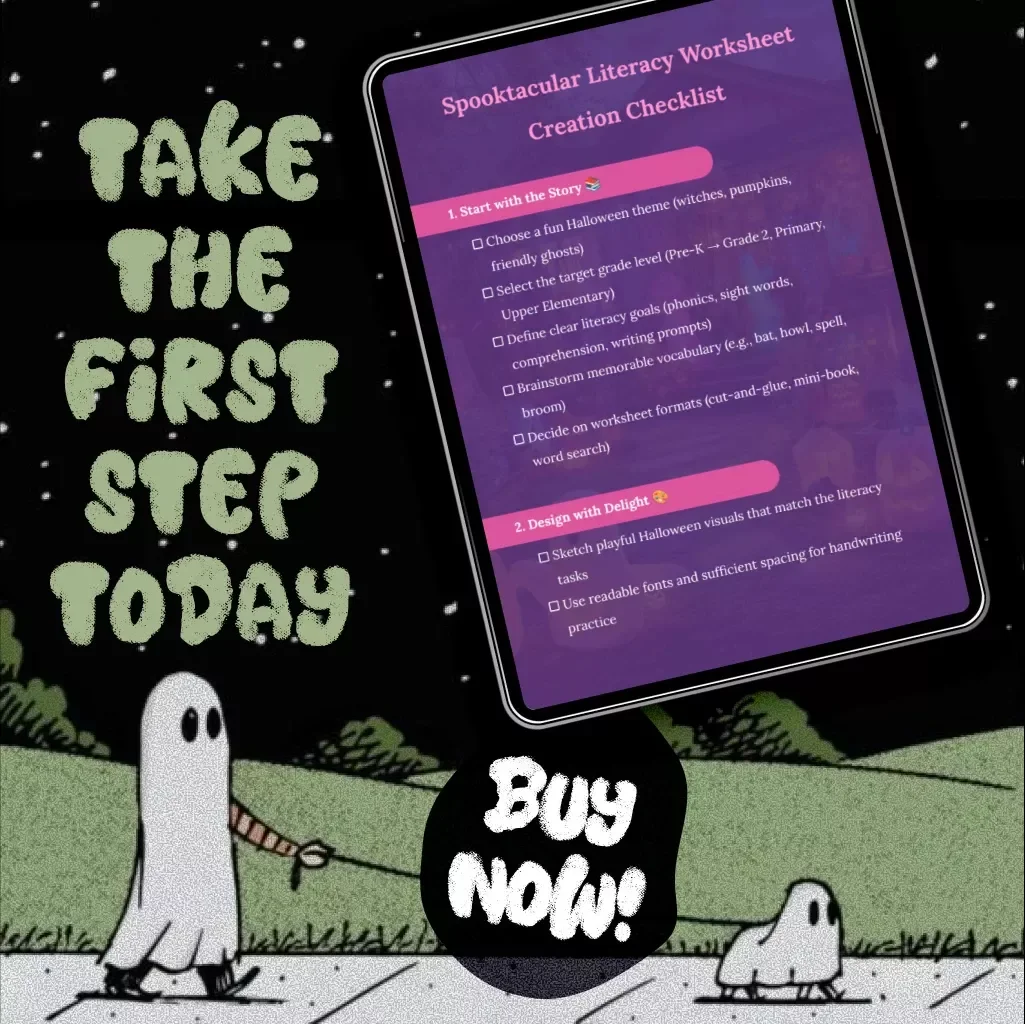 Spooktacular Literacy Worksheet Creation Checklist | Halloween eBook, Teacher Guide, Printable Planning Resource, Digital Download for Literacy Activities