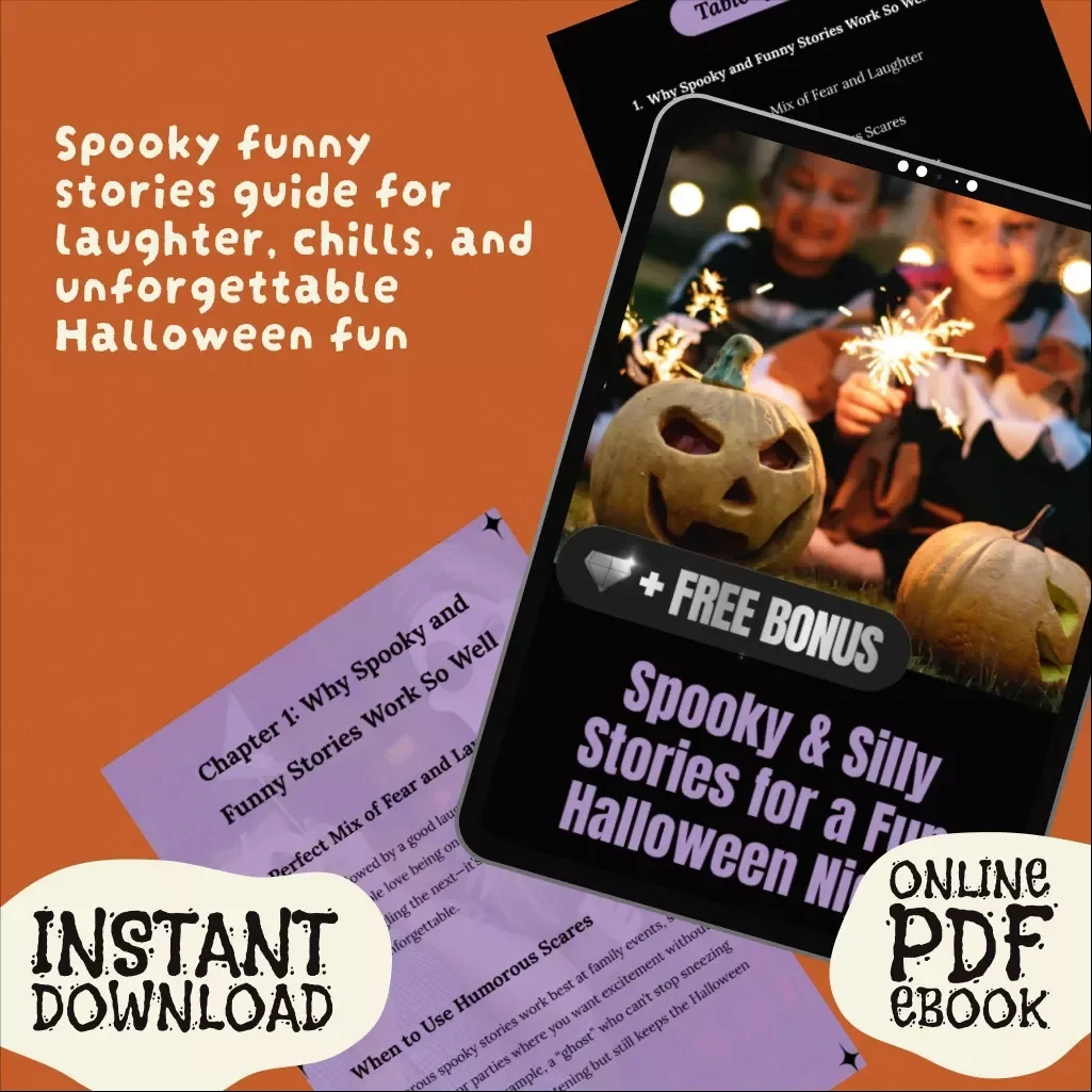 Spooky & Silly Stories for a Fun Halloween Night | eBook of Spooky Funny Stories, Party Guide, Family-Friendly Digital Download