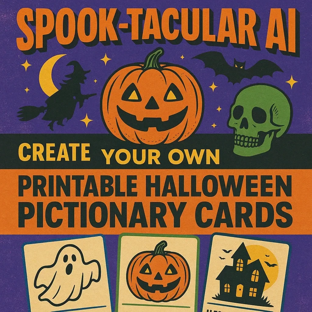 Spook-tacular AI: Create Your Own Printable Halloween Pictionary Cards | Digital Download Guide for DIY Halloween Games, AI Art, Party Fun & Printable Pictionary Activities