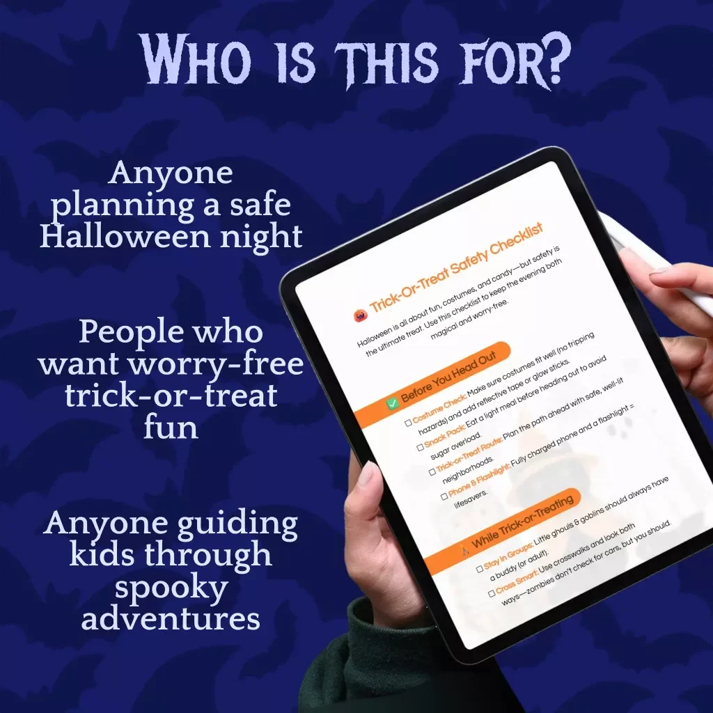 Trick-Or-Treat Safety Checklist | Printable Digital Download Halloween Guide for Kids & Parents | Halloween Night Safety eBook & Family Prep Resource