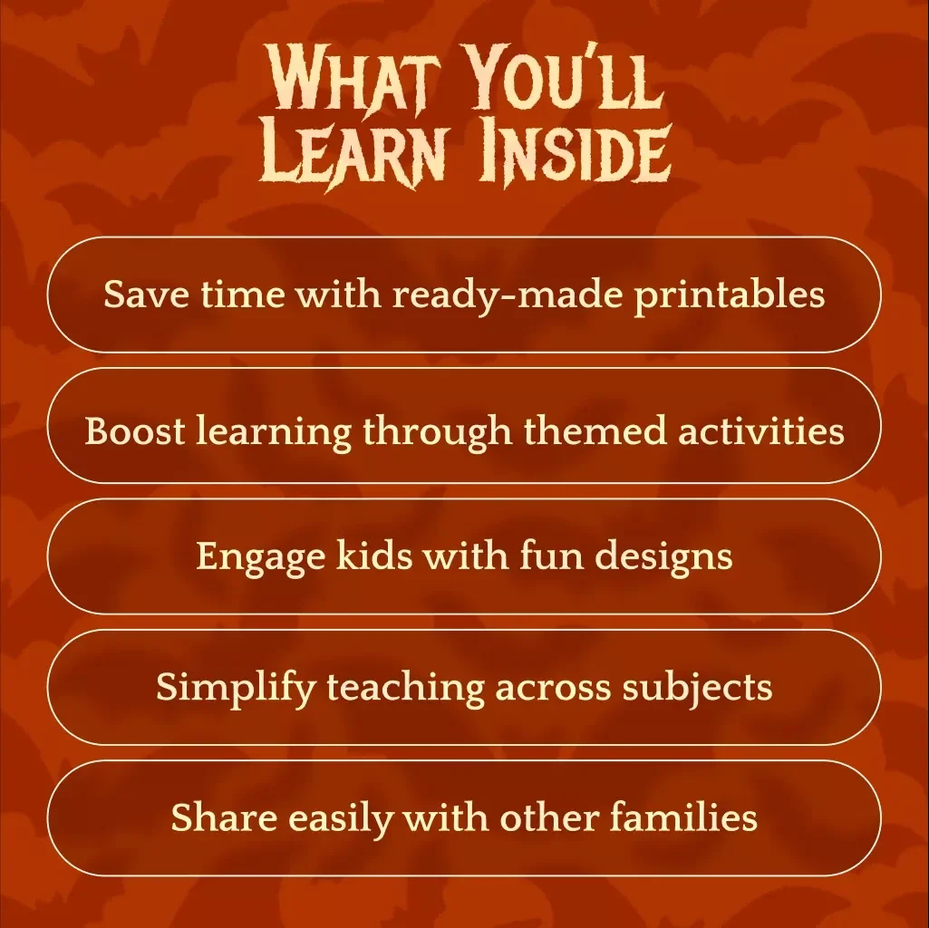 Spooktacular Halloween Homeschool Printables | Digital Download Guide for Designing Halloween Homeschool Printables, eBook, Teaching Resources & DIY Worksheets