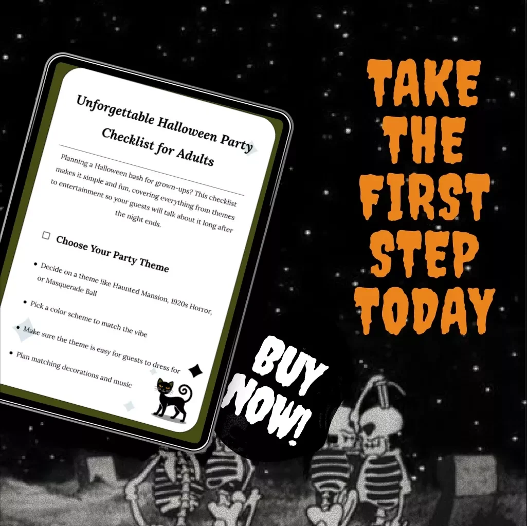 Unforgettable Halloween Party Checklist for Adults | Digital Download Guide, eBook & Printable Planner for Halloween Bash, Party Ideas, Food, Drinks, Games & Decorations