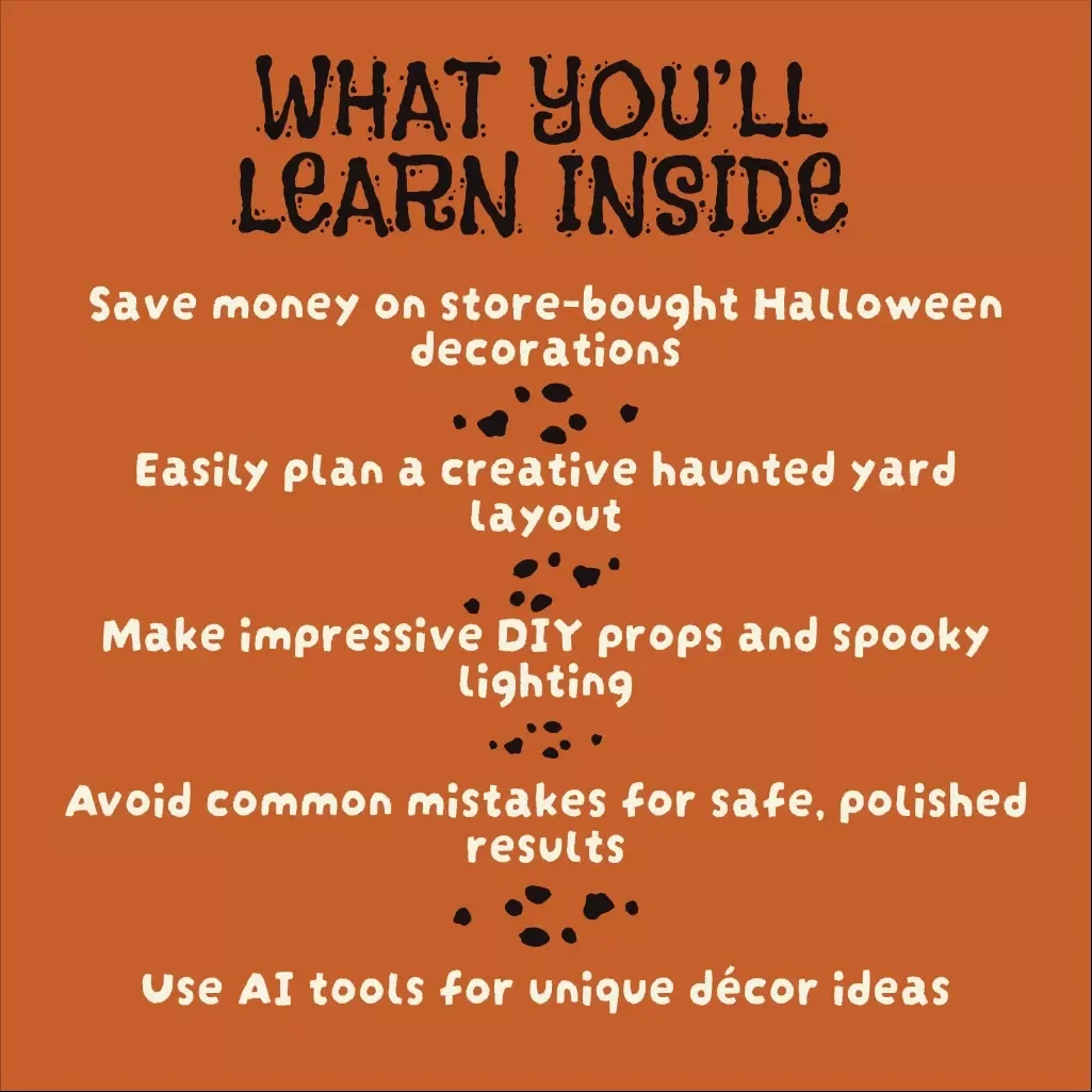 DIY Spooky Outdoor Halloween Decorations eBook | Haunted Yard Guide, Creepy DIY Props, Spooky Lighting Ideas, AI Halloween Decor Tips