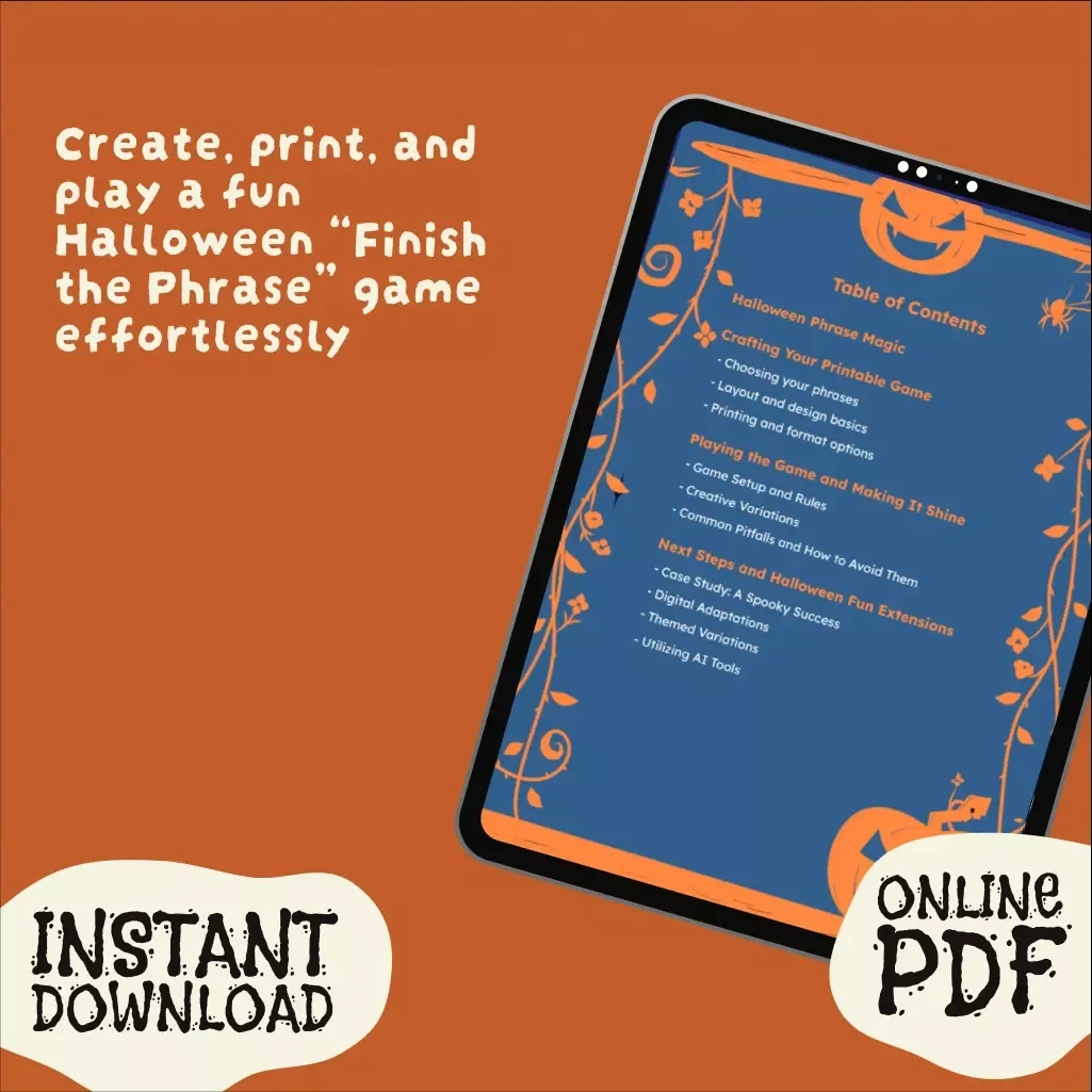 Spooky Phrase Frenzy for Halloween | Printable “Finish the Phrase” Halloween Game | Digital Download Guide & Party Fun