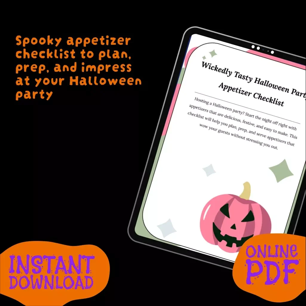 Wickedly Tasty Halloween Party Appetizer Checklist | Digital Download Guide, eBook, Printable Party Planning Resource for Spooky Entertaining