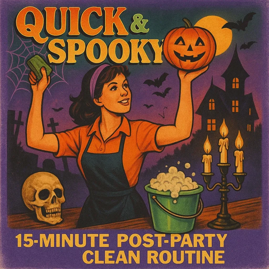 Quick & Spooky: 15-Minute Post-Party Clean Routine | Printable Halloween Cleaning Checklist | Digital Download eBook Guide