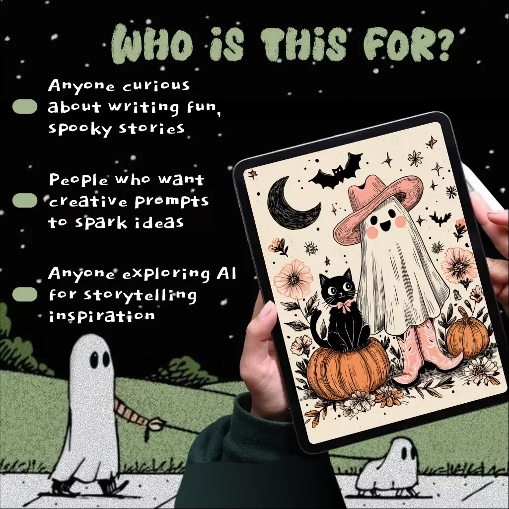 Haunted Tales Made Easy | Digital Guide for Writers | Spooky Story Generator Prompts & AI Storytelling eBook