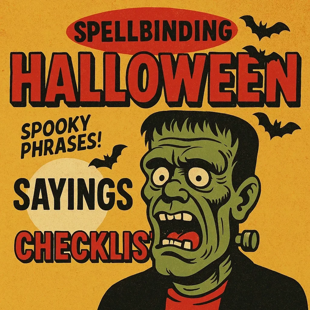 Spellbinding Halloween Sayings Checklist | Digital Download | Spooky Halloween Sayings Guide for Parties, Signs, and Decorations