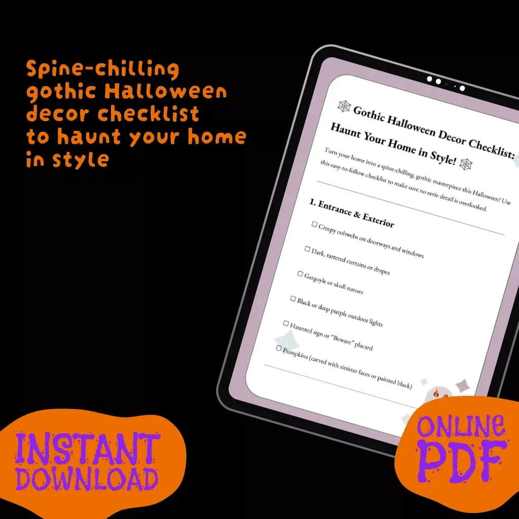 Gothic Halloween Decor Checklist: Haunt Your Home in Style! | Printable Gothic Halloween Decor Checklist | Digital Download
