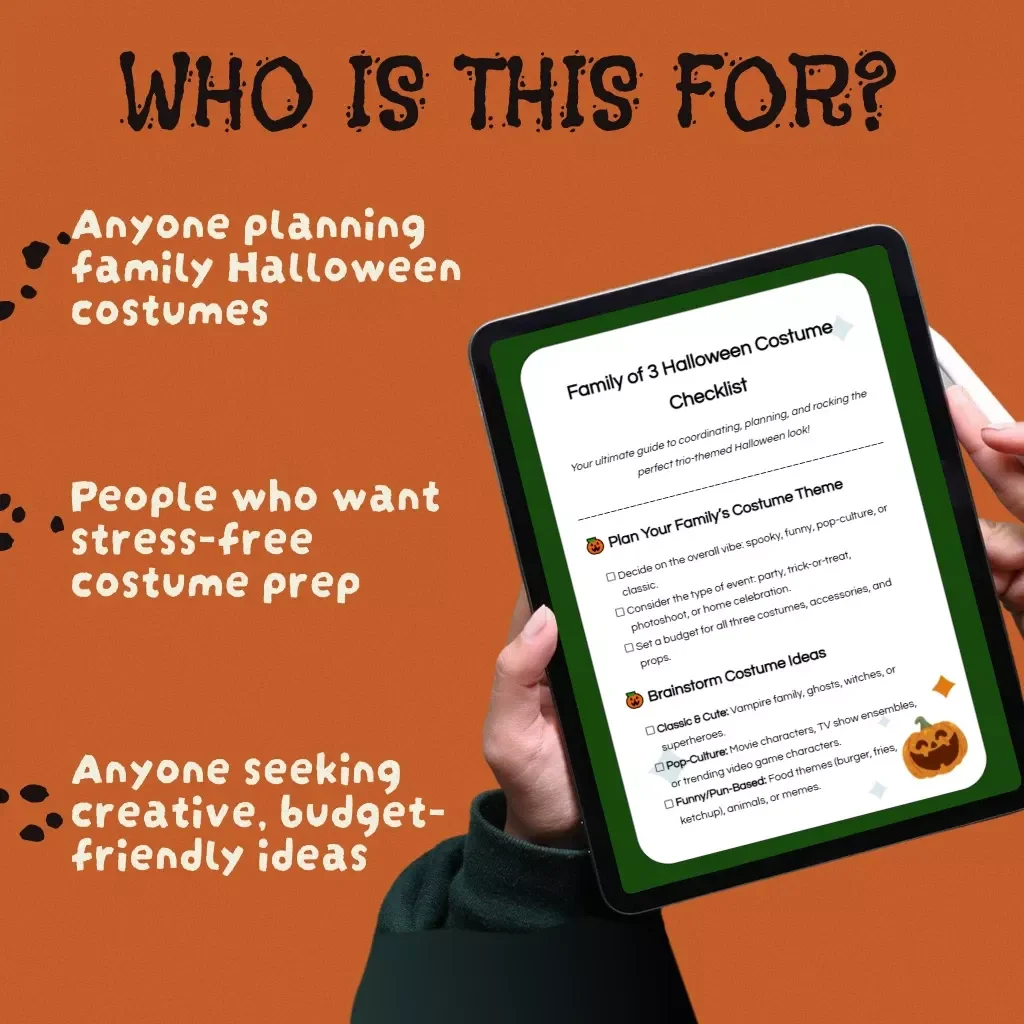 Family of 3 Halloween Costume Checklist | Digital Download Guide for Creative, Fun, and Easy Family of 3 Halloween Costumes