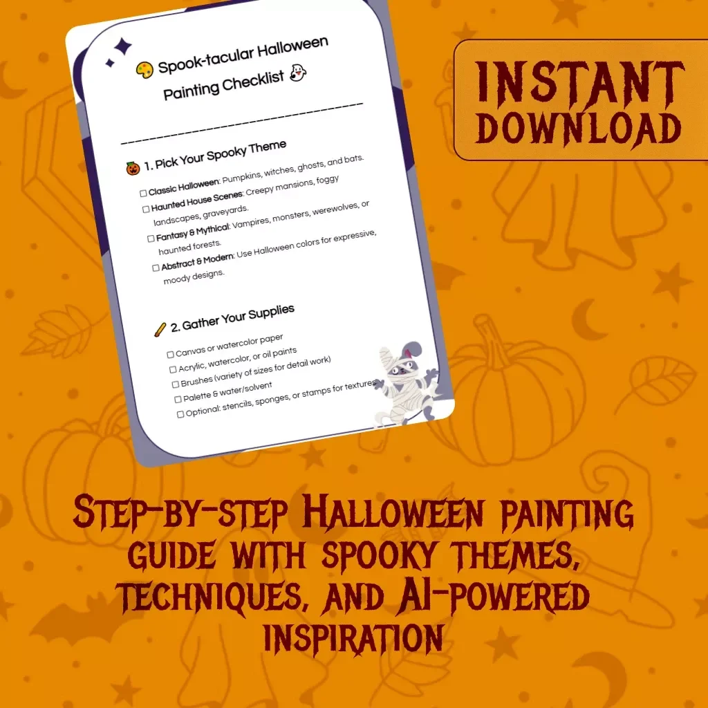Spook-tacular Halloween Painting Checklist | Digital Download for Creative Halloween Painting Ideas, DIY Haunted Art & Spooky Painting Inspiration