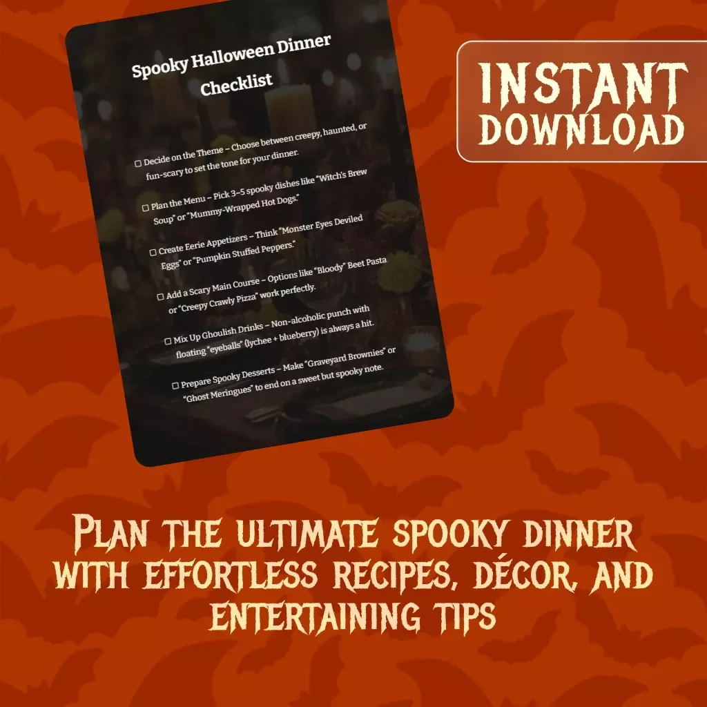 Spooky Halloween Dinner Checklist | Digital Download for Spooky Halloween Dinner Ideas, Party Planning, and Themed Recipes