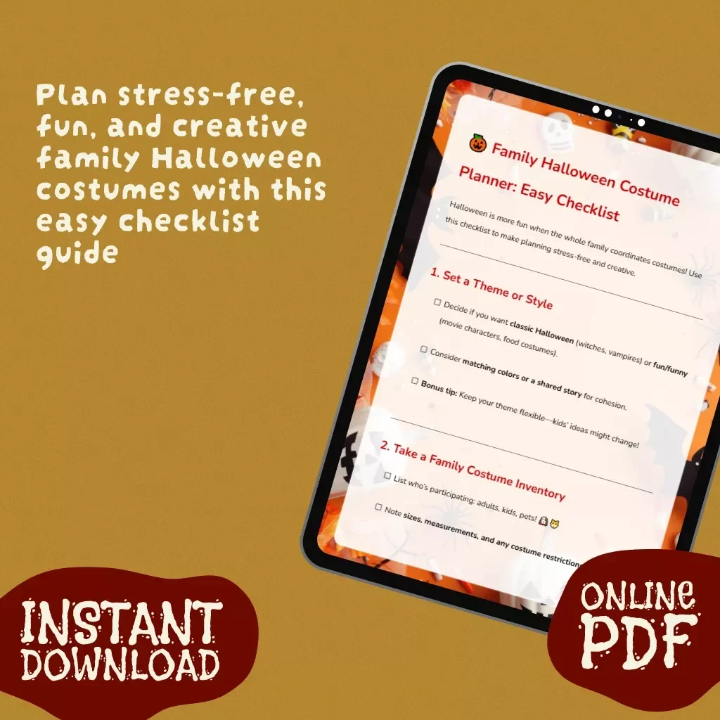 Family Halloween Costume Planner: Easy Checklist | Digital Download | Family Halloween Costume Planner for Parents, Kids & Pets | Printable Guide for Stress-Free Group Costumes