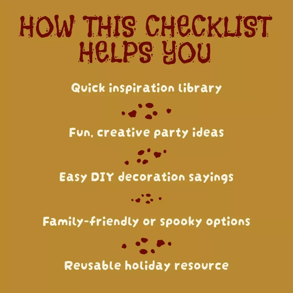 Spellbinding Halloween Sayings Checklist | Digital Download | Spooky Halloween Sayings Guide for Parties, Signs, and Decorations