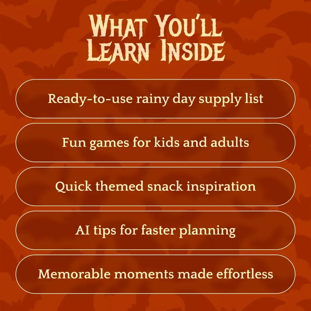 Rain-Proof Halloween Backup Plan | Digital Guide for Indoor Fun, Food, Games & Party Prep | Backup Plan in a Box