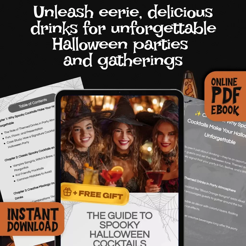 The Guide to Spooky Halloween Cocktails | Digital Download eBook for Party Drinks, Recipes & Creative Mixology