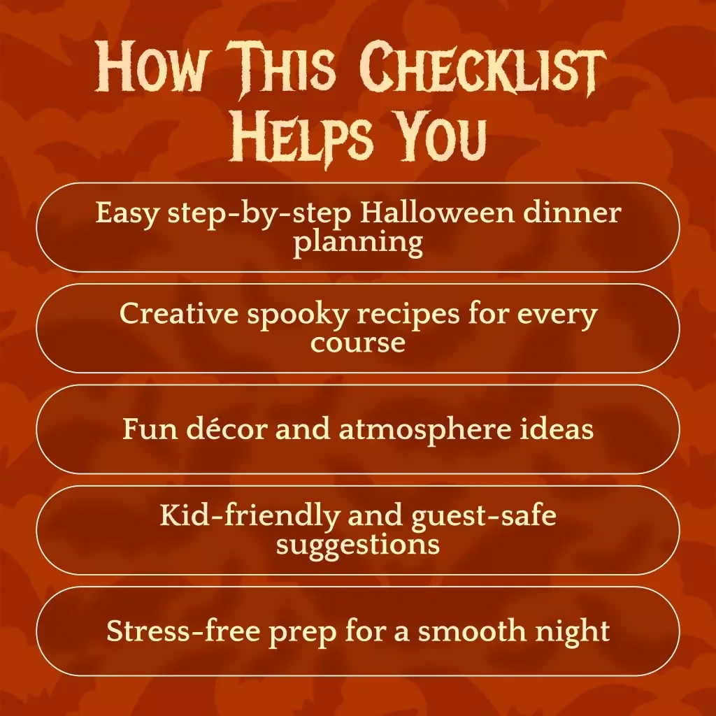 Spooky Halloween Dinner Checklist | Digital Download for Spooky Halloween Dinner Ideas, Party Planning, and Themed Recipes