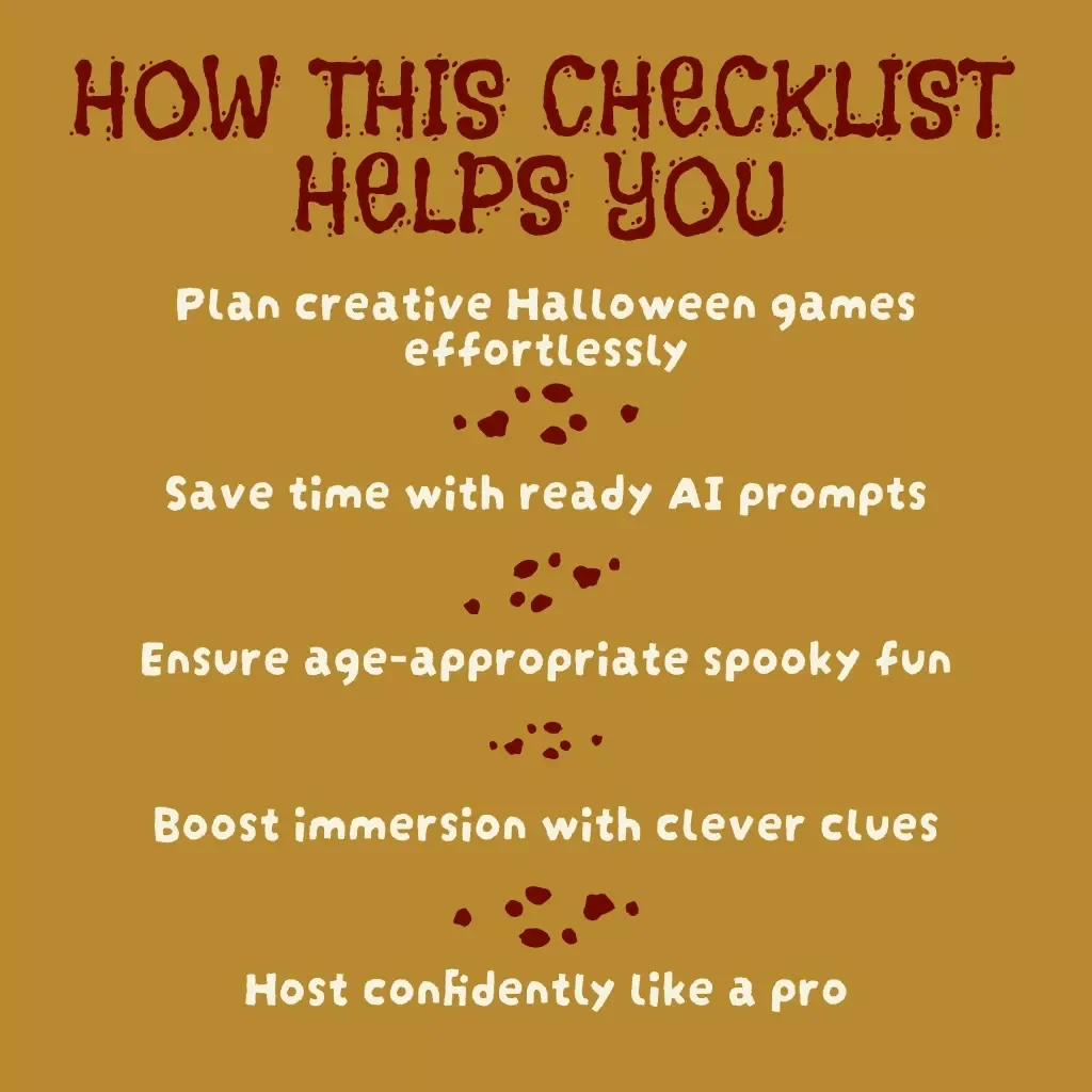 AI Halloween Game Master: Spooky Party Checklist | Digital Download Riddles, Clues & Scary Scripts for Haunted Party Games