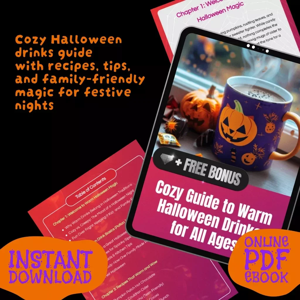 Cozy Guide to Warm Halloween Drinks for All Ages | Ebook of Spooky Hot Chocolate, Cider, and Family-Friendly Recipes
