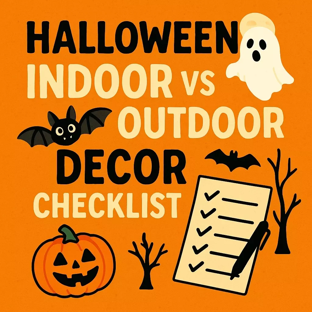 Halloween Indoor vs Outdoor Decor Checklist | Printable Halloween Decoration Guide | Spooky Home & Yard Decorating Planner | Digital Download