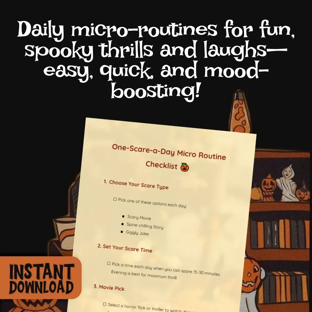 One-Scare-a-Day Micro Routine Checklist | Digital Download Horror & Fun Guide (Movie, Story, Joke)