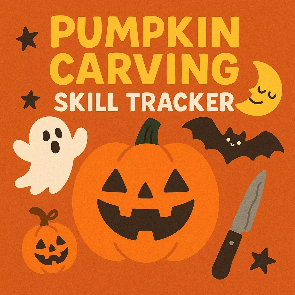 Pumpkin Carving Skill Tracker | Digital Guide for Beginners & Advanced Carvers | Halloween eBook & AI Carving Planner