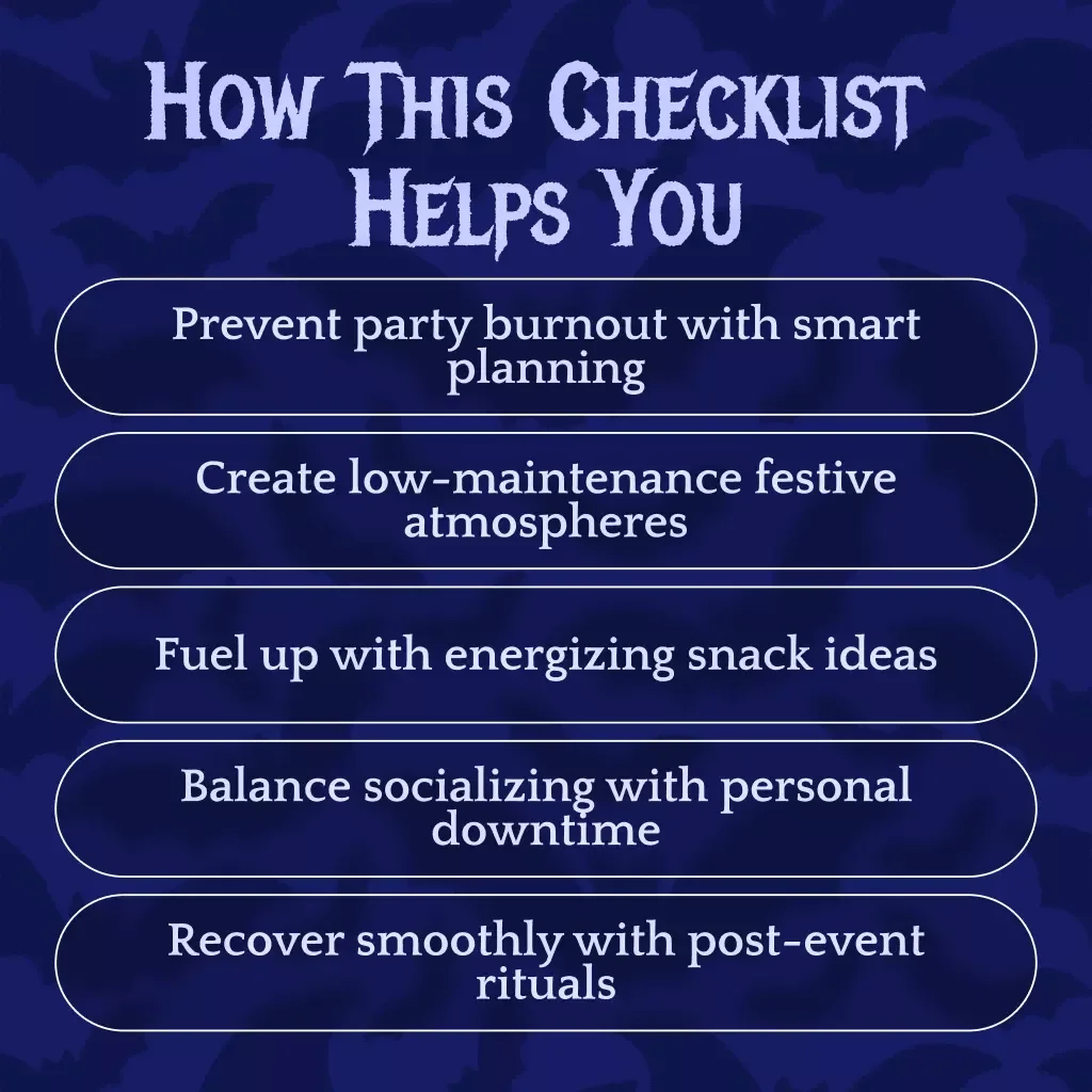 Halloween Host Energy Tracker Checklist | Digital Download | Stress-Free Party Hosting Guide | eBook for Event Planning & Recovery