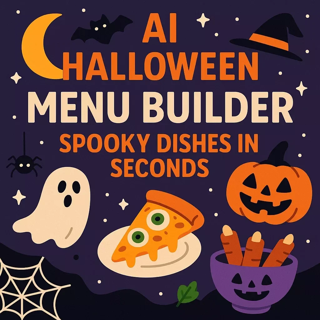 AI Halloween Menu Builder: Spooky Dishes in Seconds | Digital Download eBook Guide for Halloween Party Planning, AI Menu Ideas, Checklists & Recipes