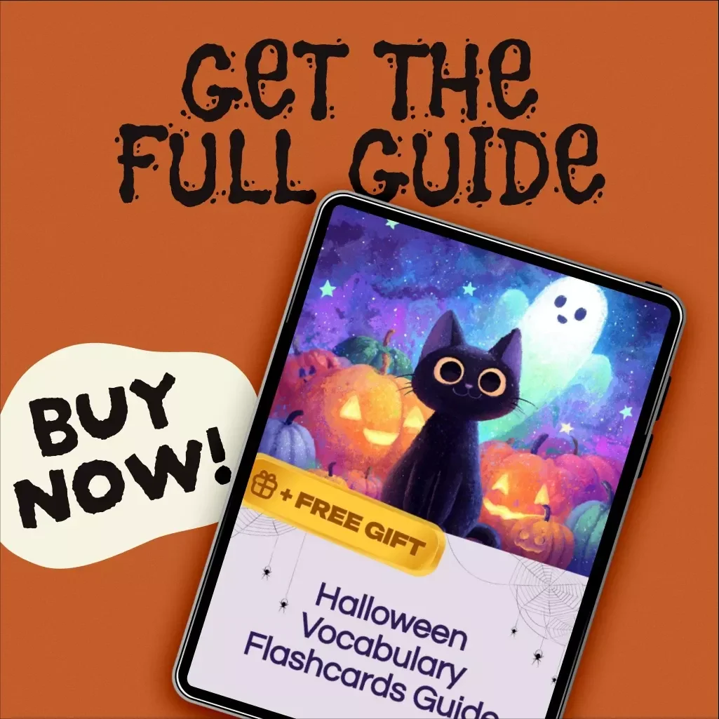 Halloween Vocabulary Flashcards Guide | Printable Digital Download | Educational eBook for Teachers, Parents & ESL Learners