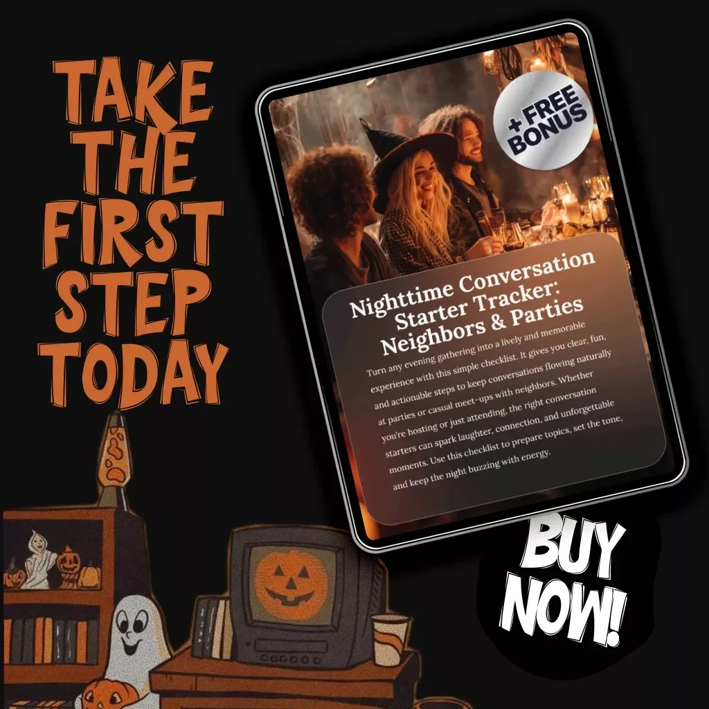 Nighttime Conversation Starter Tracker: Neighbors & Parties | Digital Checklist for Fun & Engaging Gatherings | eBook Guide for Hosting & Socializing