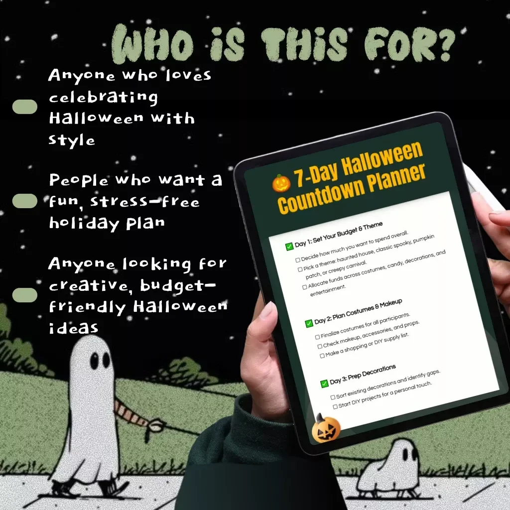 7-Day Halloween Countdown Planner | Digital Download Checklist | Halloween Party Prep, Costumes, Décor & Safety Guide