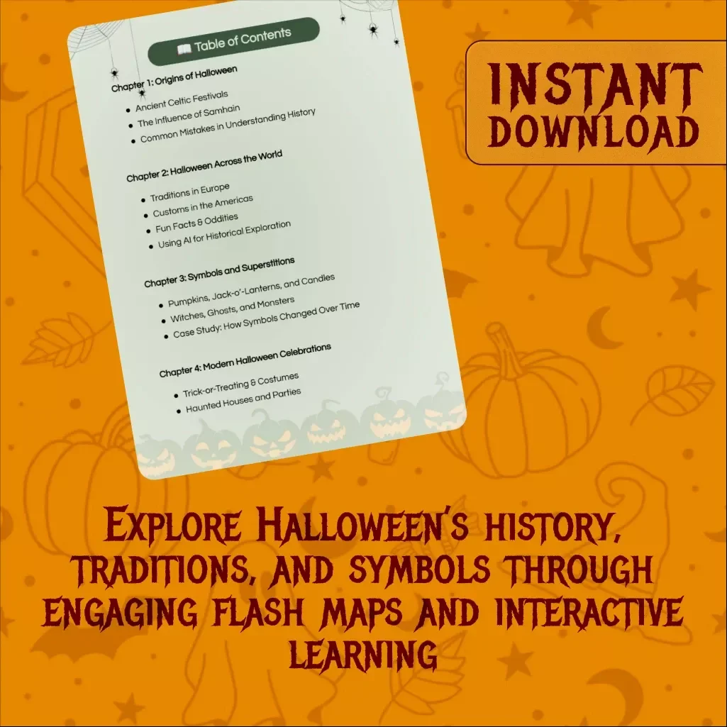 Haunting Through History: Halloween Flash Map Guide | Digital Download eBook on Halloween History, Traditions, and Flash Mapping