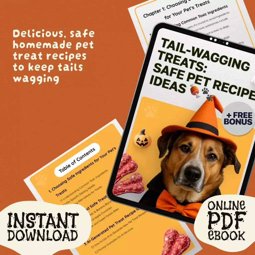 Tail-Wagging Treats: Safe Pet Recipe Ideas 🍖🐾 | Digital Download eBook with Safe Pet Treat Recipes, Homemade Pet Snacks & AI-Generated Recipe Ideas