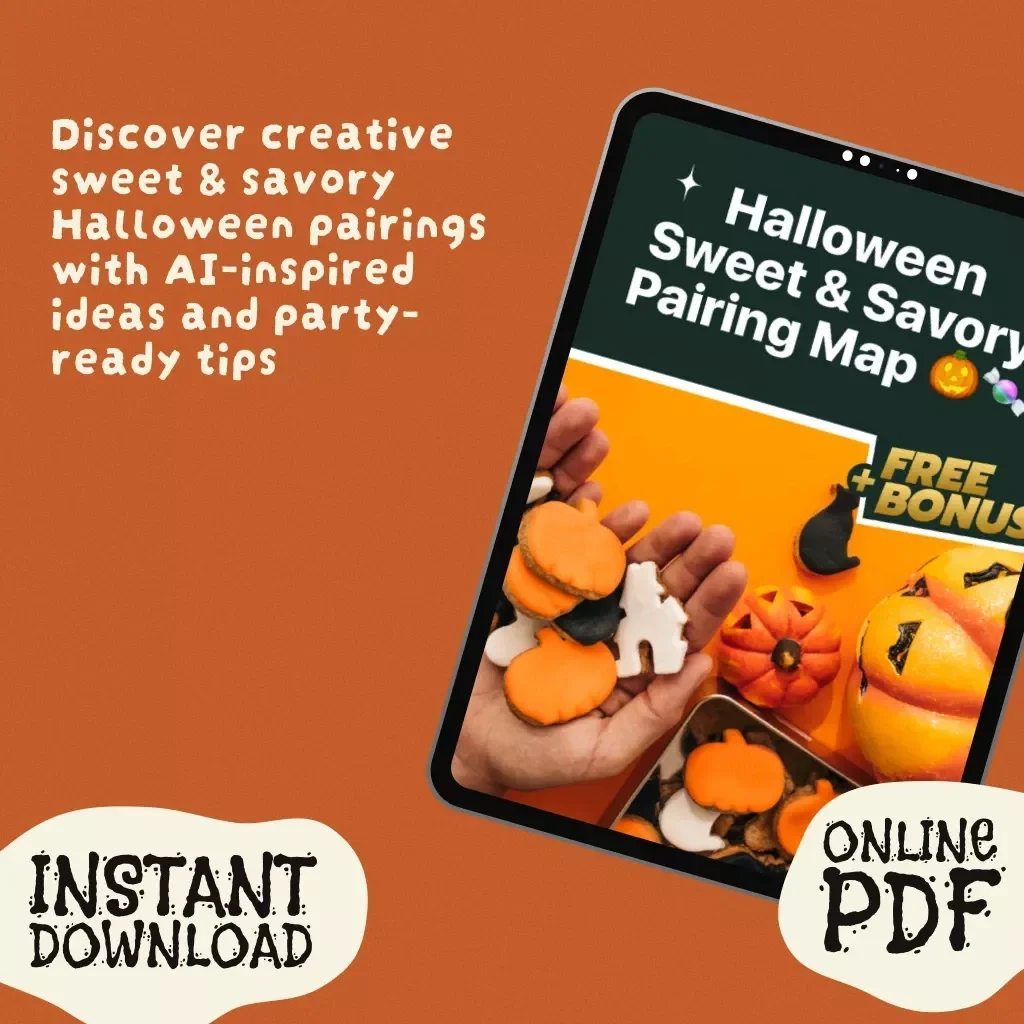 Halloween Sweet & Savory Pairing Map 🎃🍬 | Digital Download Guide for Party Food Inspiration, eBook with AI Prompts & Checklists