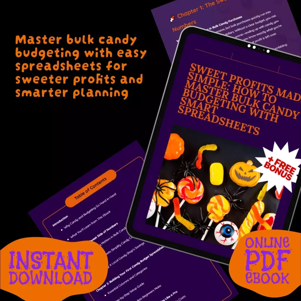 Sweet Profits Made Simple: How to Master Bulk Candy Budgeting with Smart Spreadsheets | Digital Download eBook for Bulk Candy Budgeting Spreadsheet, Candy Shop Owners & Sweet Business Success