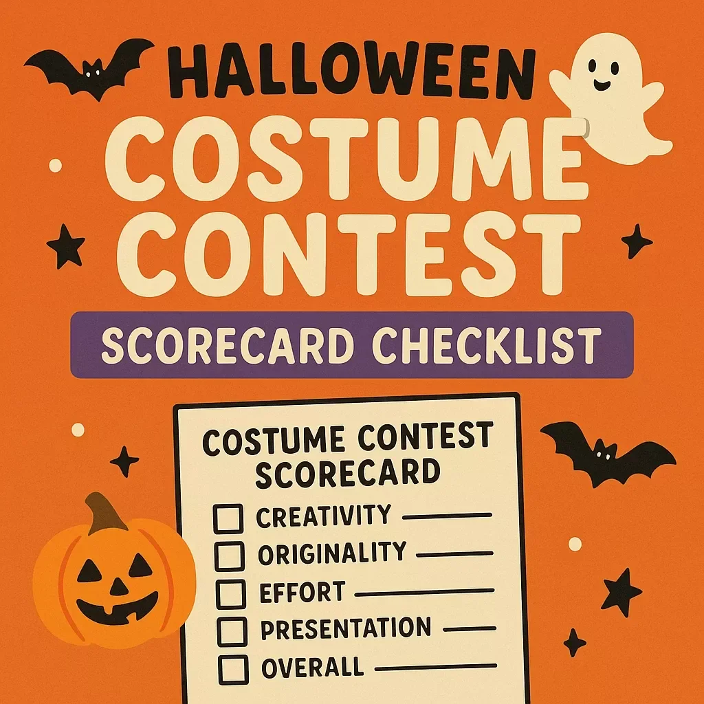 Costume Contest Scorecard Checklist | Printable & Digital Download | Fun, Fair & Easy Costume Contest Judging Tool