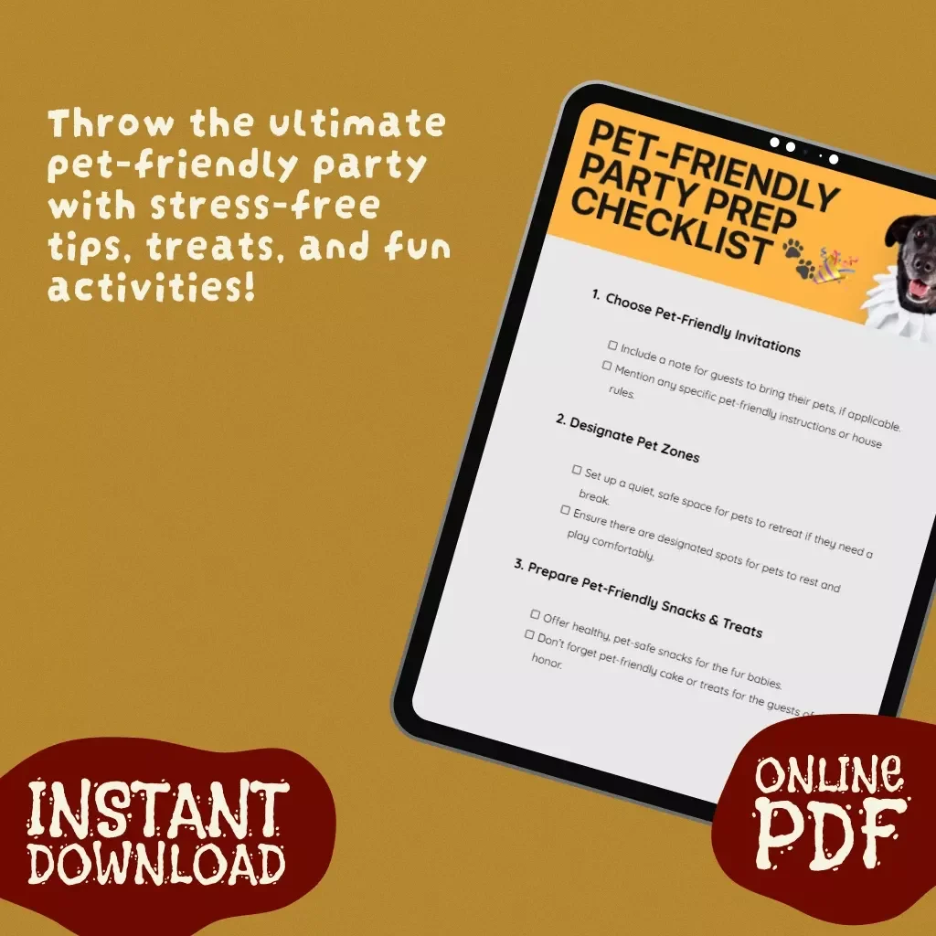 Pet-Friendly Party Prep Checklist | Digital Download Guide for Stress-Free Celebrations with Pets