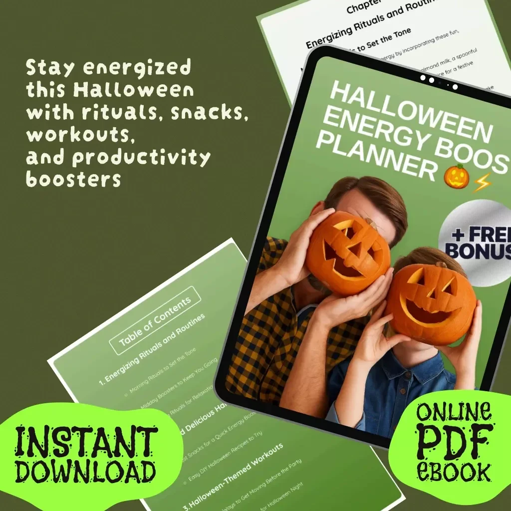 Halloween Energy Boost Planner 🎃⚡ | Digital Download eBook for Rituals, Workouts, Productivity & Healthy Halloween Fuel